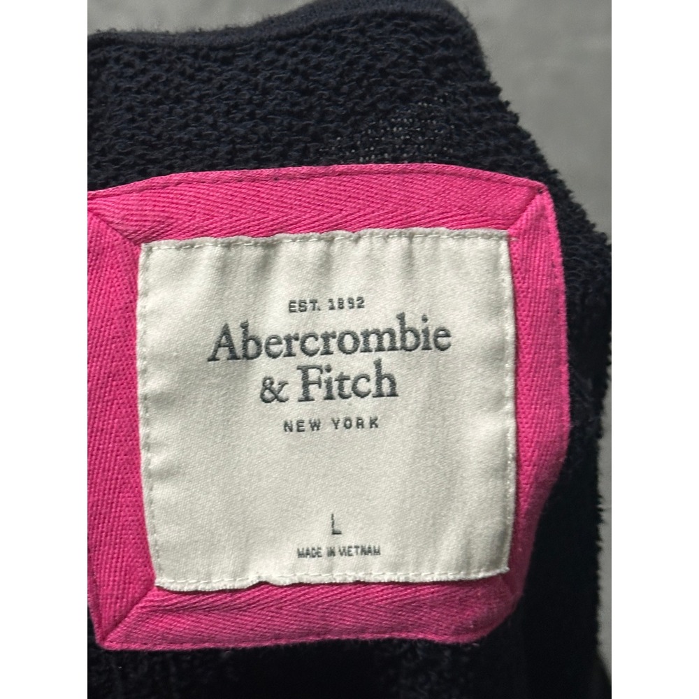 Abercrombie & Fitch‎ Womens Navy Pink Logo Cropped Sweatshirt Large 100% Cotton - Picture 3 of 9